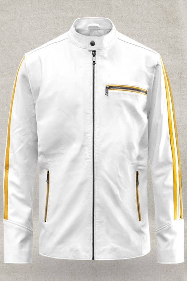 men's white lambskin leather jacket classic zip up style luxury