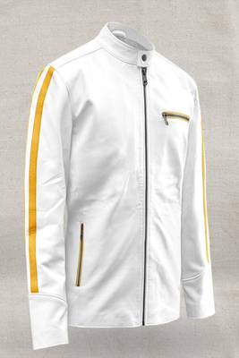 men's white lambskin leather jacket classic zip up style luxury 2