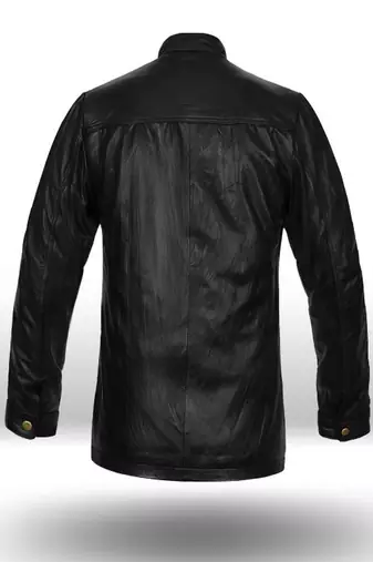 men's black lambskin cafe racer jacket band collar racer style signature