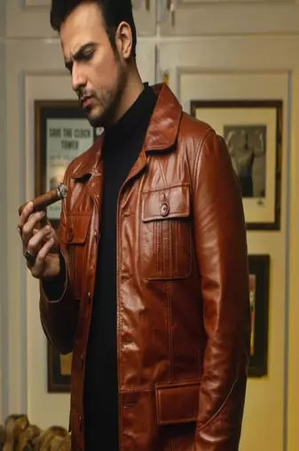 men's brown lambskin leather jacket classic zip up style premium classic
