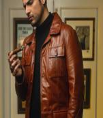 men's brown lambskin leather jacket classic zip up style premium classic