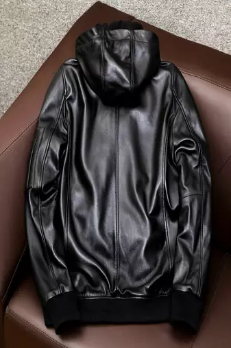 men's black lambskin leather biker jacket classic moto zip style authentic luxury