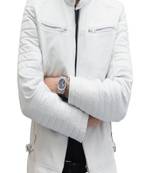 men's white lambskin leather biker jacket premium quilted design genuine
