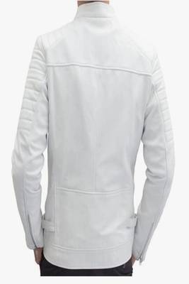 men's white lambskin leather biker jacket premium quilted design genuine 4