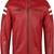 Mens red genuine lambskin leather jacket quilted hand white zipper detail