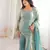 Elegant fandy silk embroidered kurta sharara set with dupatta for women