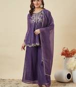 Elegant chanderi kurti pant set with solid bhagalpuri dupatta