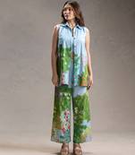 Blue printed twill cotton co ord set