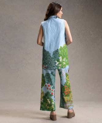 Blue printed twill cotton co ord set 3