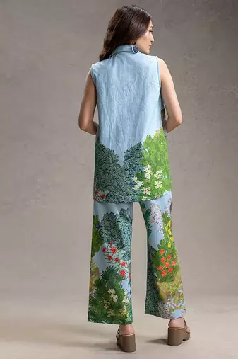 Blue printed twill cotton co ord set