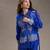 Royal blue printed cotton silk co ord set