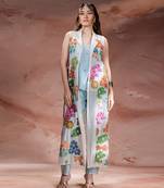 Sky Blue embroidered chanderi co ord set