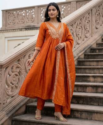  cp vichitra embroidered kurti set with embroidered dupatta for women 1