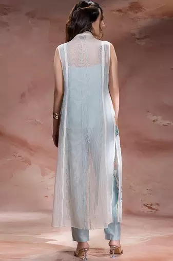 Sky Blue embroidered chanderi co ord set