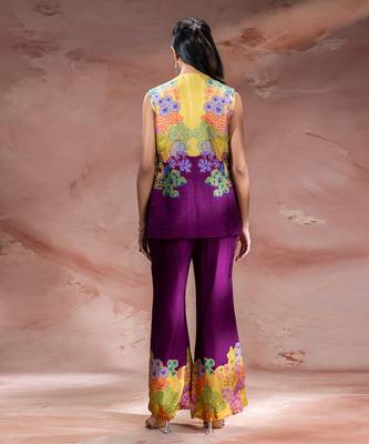 Purple embroidered silk co ord set 4