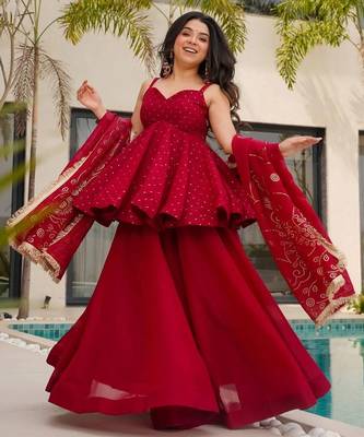 Trendy cruncy embroidered kurti set withdupatta for women 2