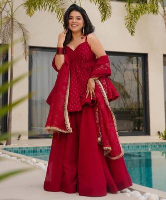 Trendy cruncy embroidered kurti set withdupatta for women 4