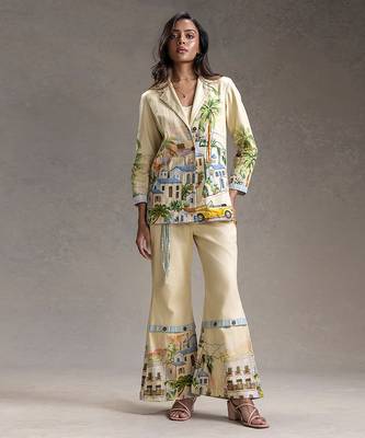 Yellow printed twill cotton co ord set 1