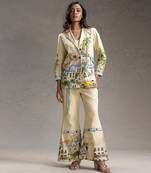 Yellow printed twill cotton co ord set