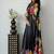 Black Color Mirror Work Satin Silk Saree
