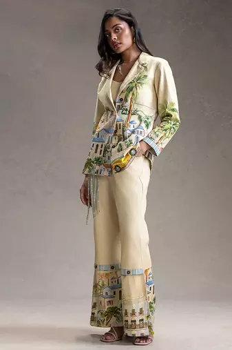 Yellow printed twill cotton co ord set