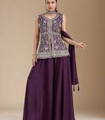 Elegant georgette embroidered kurti set with matching dupatta for women
