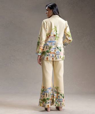 Yellow printed twill cotton co ord set 3
