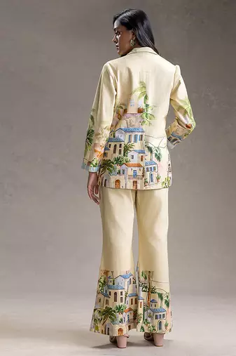 Yellow printed twill cotton co ord set