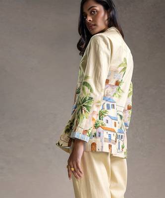 Yellow printed twill cotton co ord set 4