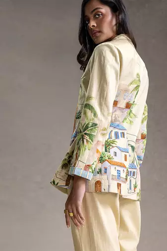 Yellow printed twill cotton co ord set