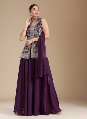 Elegant georgette embroidered kurti set with matching dupatta for women 2