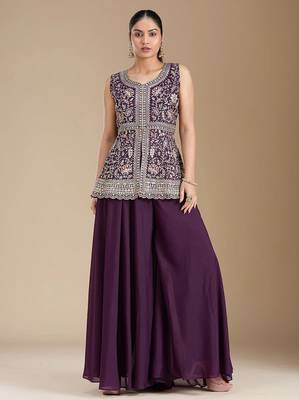 Elegant georgette embroidered kurti set with matching dupatta for women 3