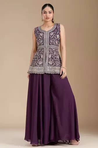 Elegant georgette embroidered kurti set with matching dupatta for women