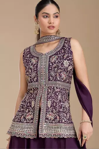 Elegant georgette embroidered kurti set with matching dupatta for women