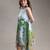 Blue printed twill cotton short dress