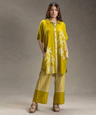 Mustard printed linen co ord set 1