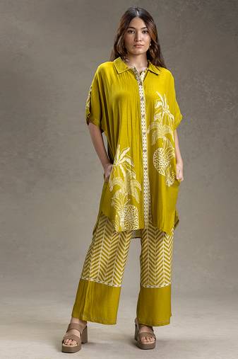 Mustard printed linen co ord set