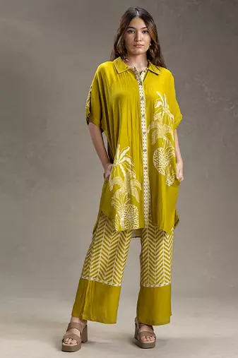 Mustard printed linen co ord set