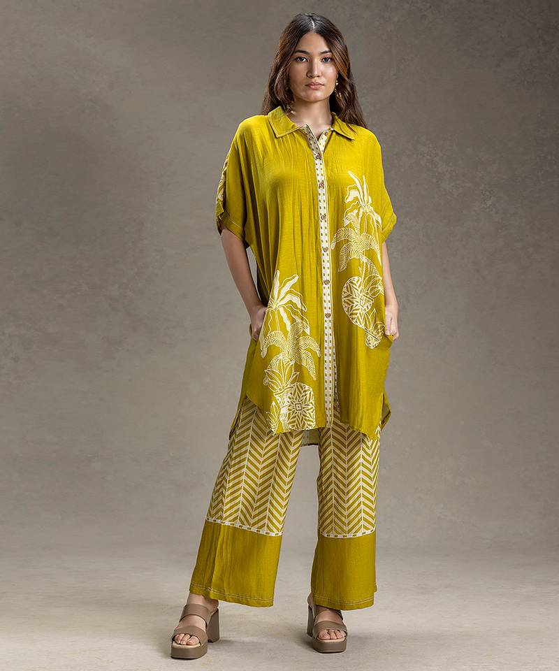 Mustard printed linen co ord set