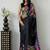 Black Color Mirror Work Satin Silk Saree
