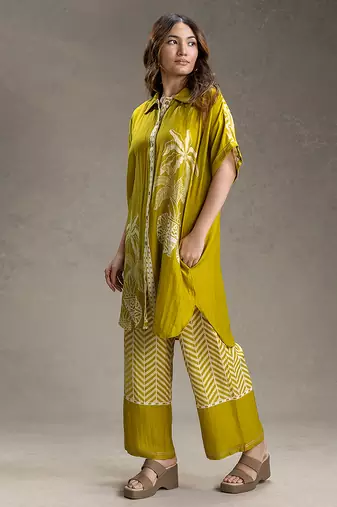 Mustard printed linen co ord set