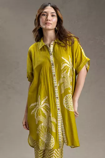 Mustard printed linen co ord set