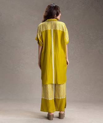 Mustard printed linen co ord set 4