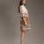 Beige printed cotton short dress