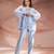 Light blue embroidered net co ord set