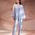 Light blue embroidered net co ord set