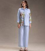 Blue printed twill cotton co ord set