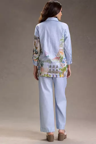 Blue printed twill cotton co ord set