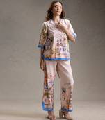 Pink printed twill cotton co ord set