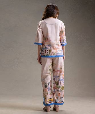 Pink printed twill cotton co ord set 3